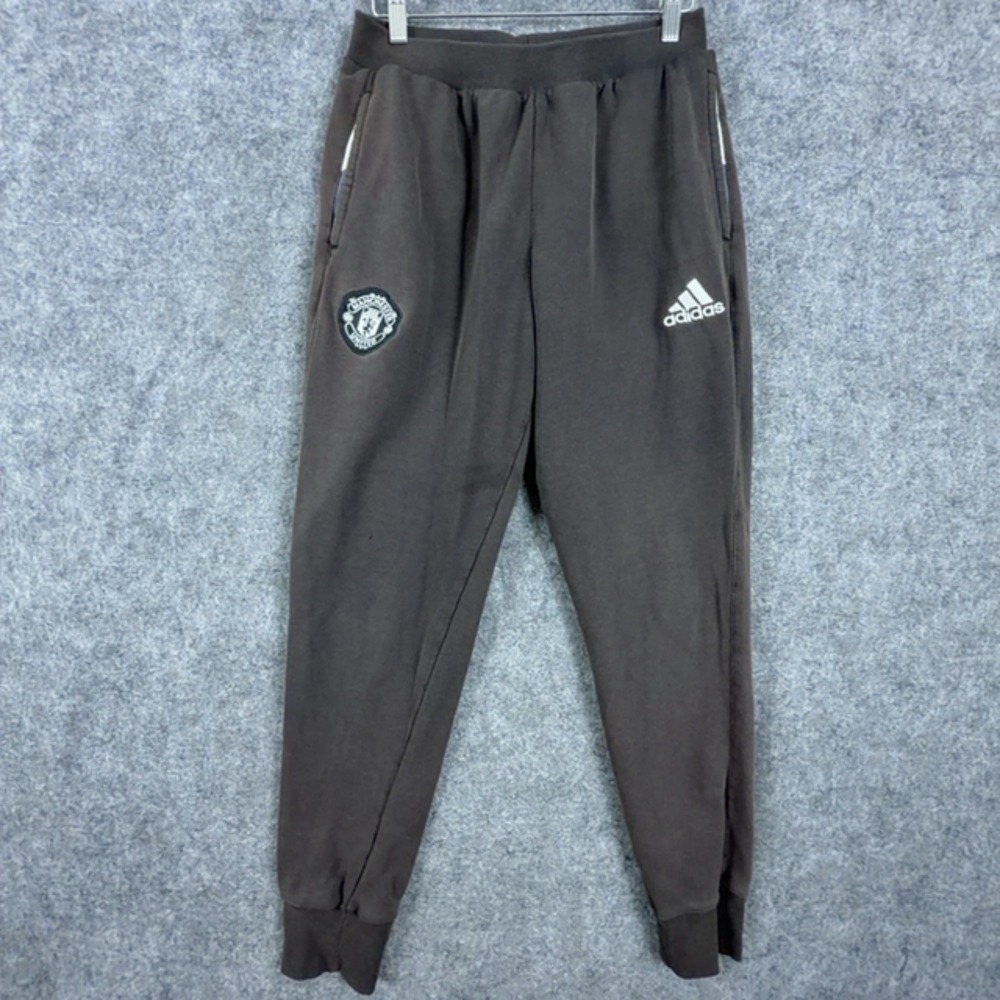 Adidas Manchester United Joggers Mens Medium Grey Brown Soccer Sweatpants